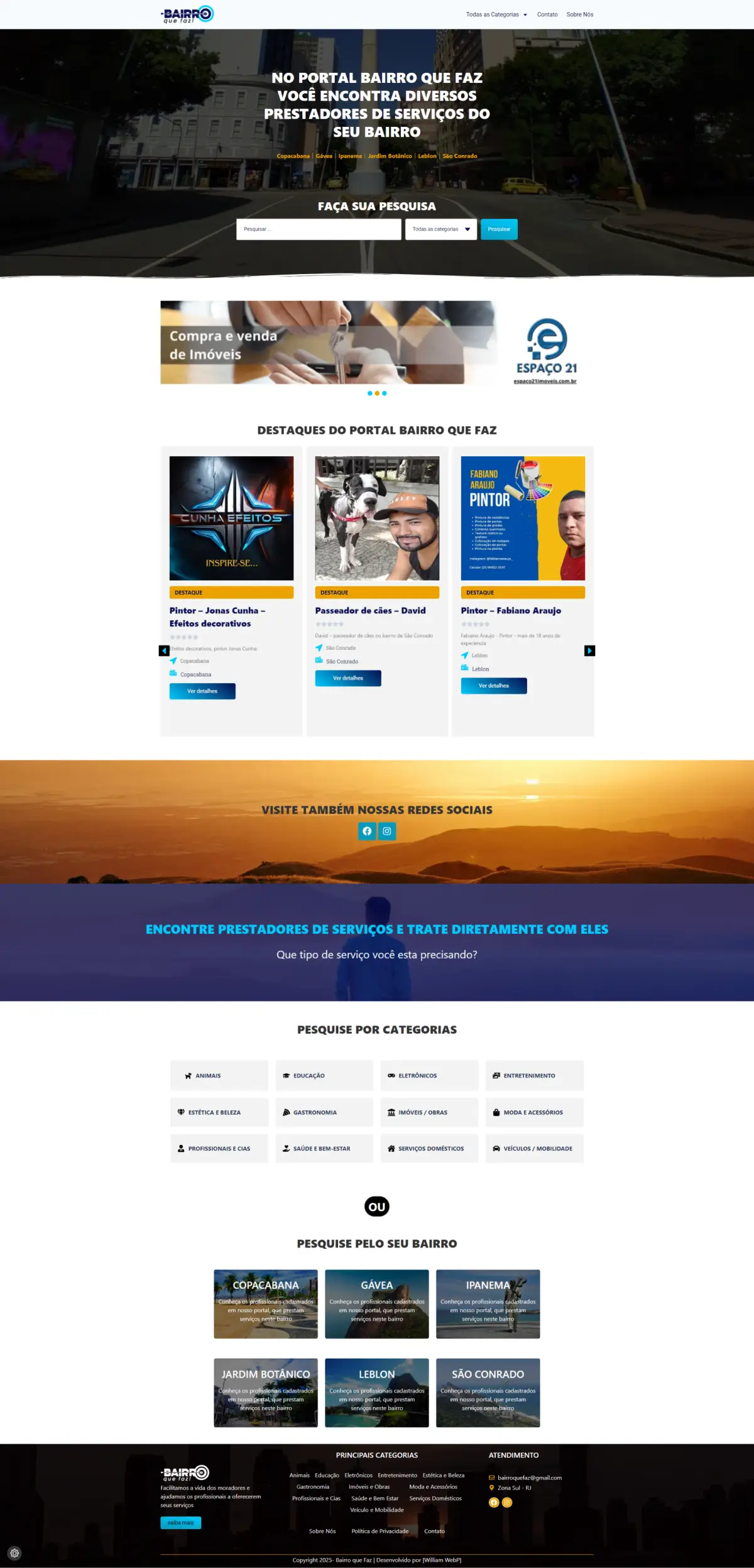 Home - William Web 2025 10 Classificados de Profissionais de Bairros da Zona Sul do Rio de Janeiro