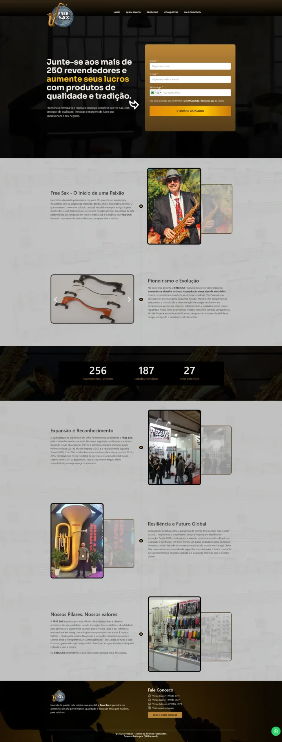 Home - William Web 2025 14 One page para Empresa de Acessórios para Instrumentos Musicais em São Paulo