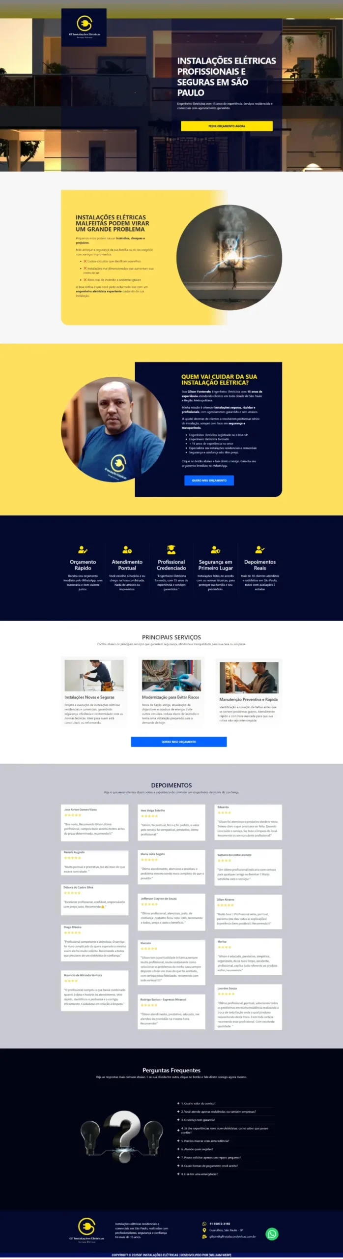Home - William Web 2025 15 Site para Eletricista Especialista em - SP
