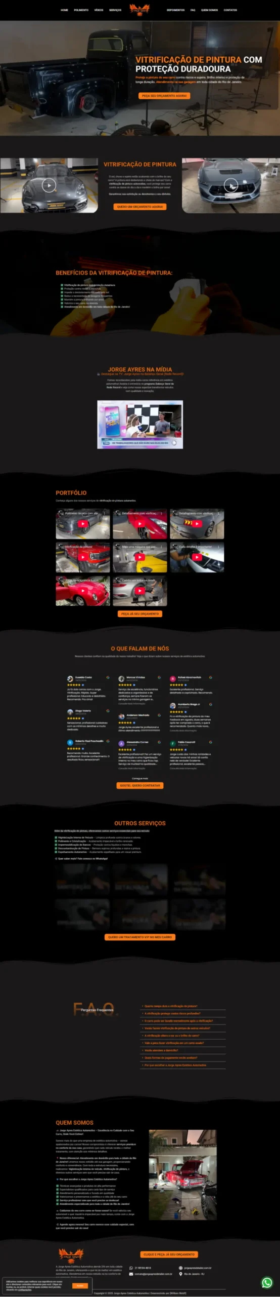 Home - William Web 2025 17 Landing Page para Estética Automotiva no Rio de Janeiro