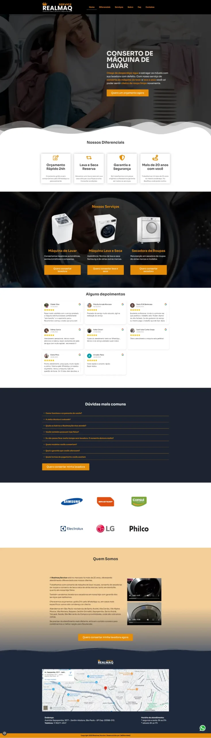 Home - William Web 2025 18 Landing Page para Assist. Téc Lava e Seca em São Paulo