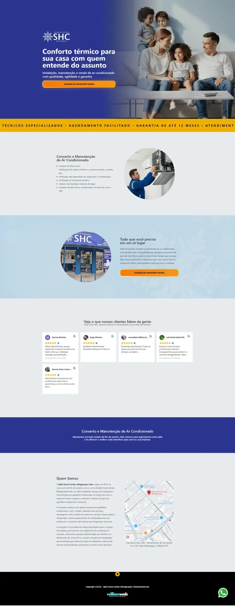 Home - William Web 2025 20 Onepage para Empresa de Climatização no Rio de Janeiro