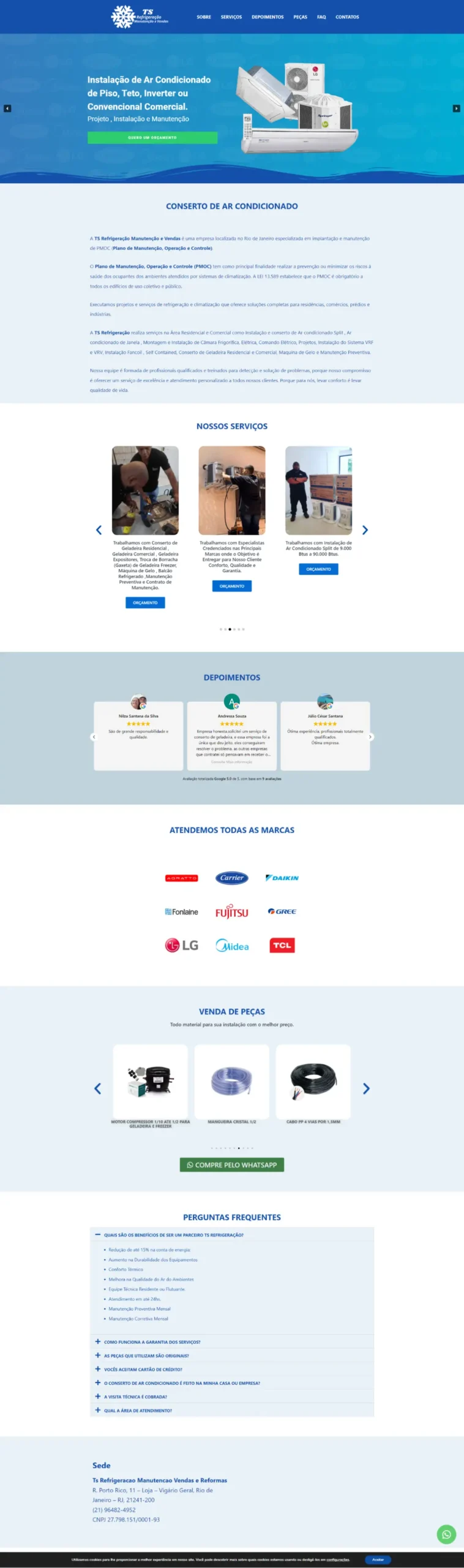 Home - William Web 2025 24 Onepage para Empresa de Refrigeração no Rio de Janeiro